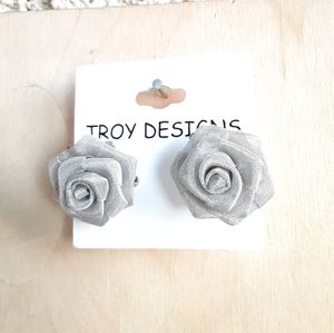 Silver Metal Mesh Rose Women Earrings